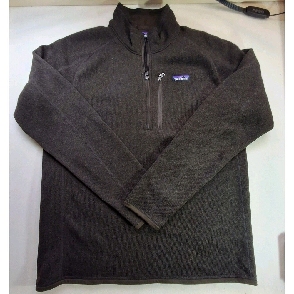Patagonia Mens Sz L Better Sweater 1/4 Zip Brown Fleece Lined Raglan STY25523F19
